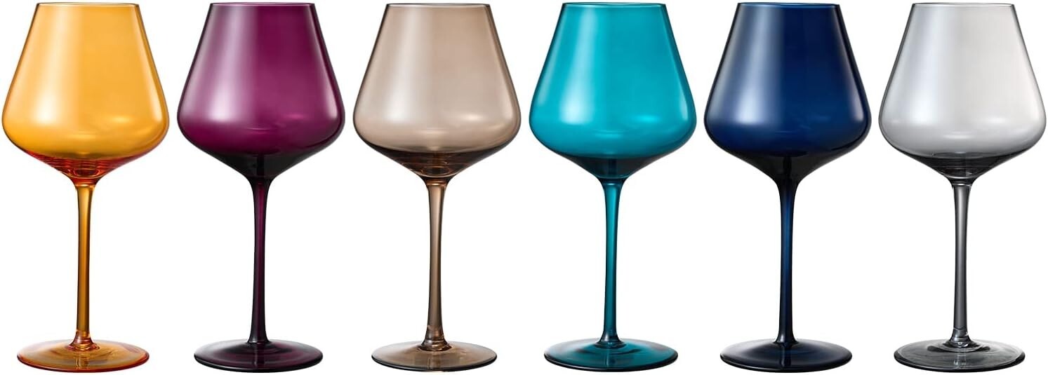 Charming Jewel Crystal Wine Glass Set of 6 - Ideal for Dinner and Gatherings