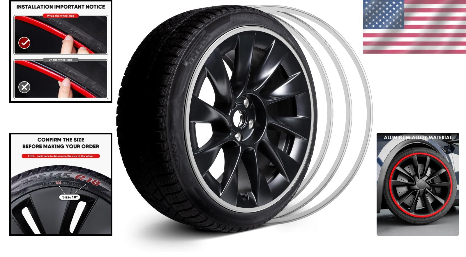 Durable Alloy Rim Strips - Set of 4 for 22" Wheels, Curb Rash & Damage Defense