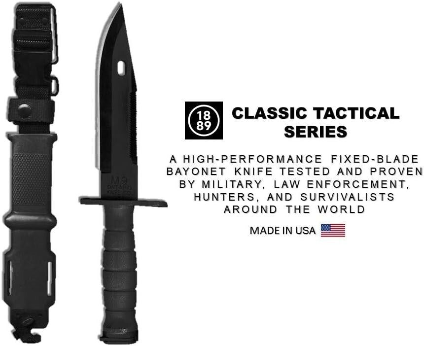 Durable M9 Bayonet and Scabbard - Ambidextrous Tactical Survival Tool