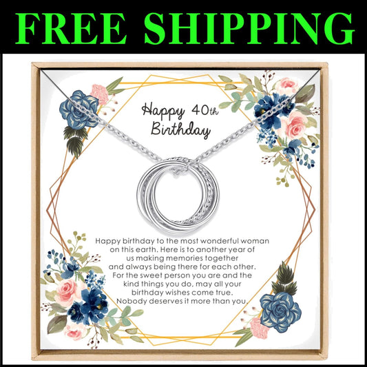 40th Birthday Gifts for Women - Handmade Sterling Silver Necklace with Gift Box
