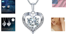 Load image into Gallery viewer, Eternity Moissanite Heart Necklace - Sterling Silver 'I LOVE YOU' Pendant Gift