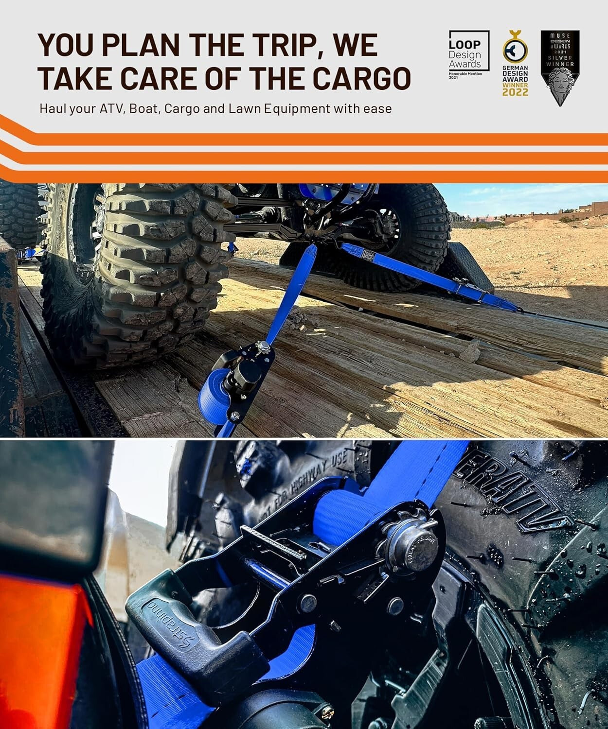 5,000 lbs Breaking Strength Ratchet Tie-Downs - Compact & Secure for Adventures