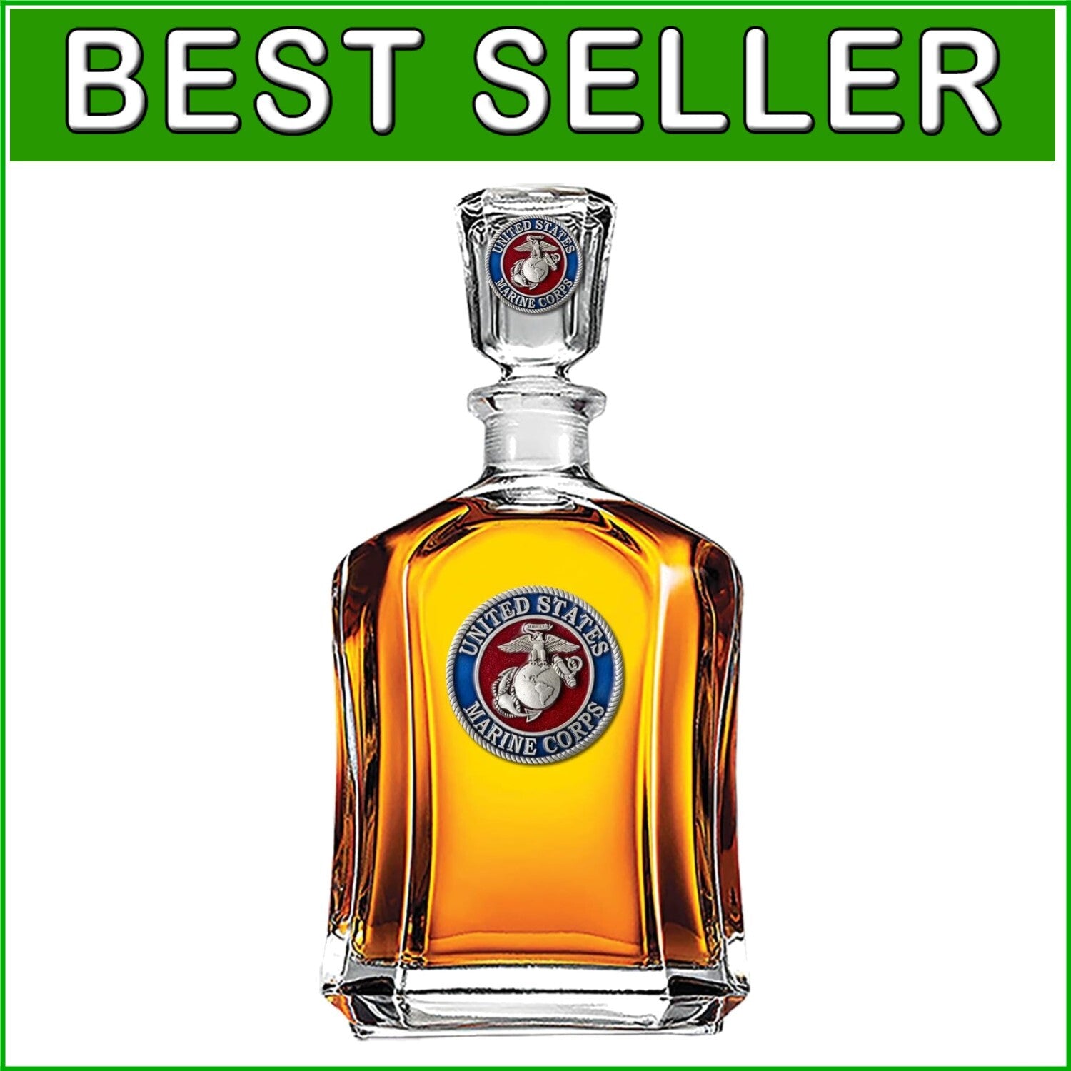 Elegant 24 oz Marine Corps Decanter - Handcrafted Pewter with Airtight Stopper