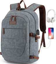 Load image into Gallery viewer, Stylish Anti-Theft Canvas Laptop Backpack with USB Charging for Adults