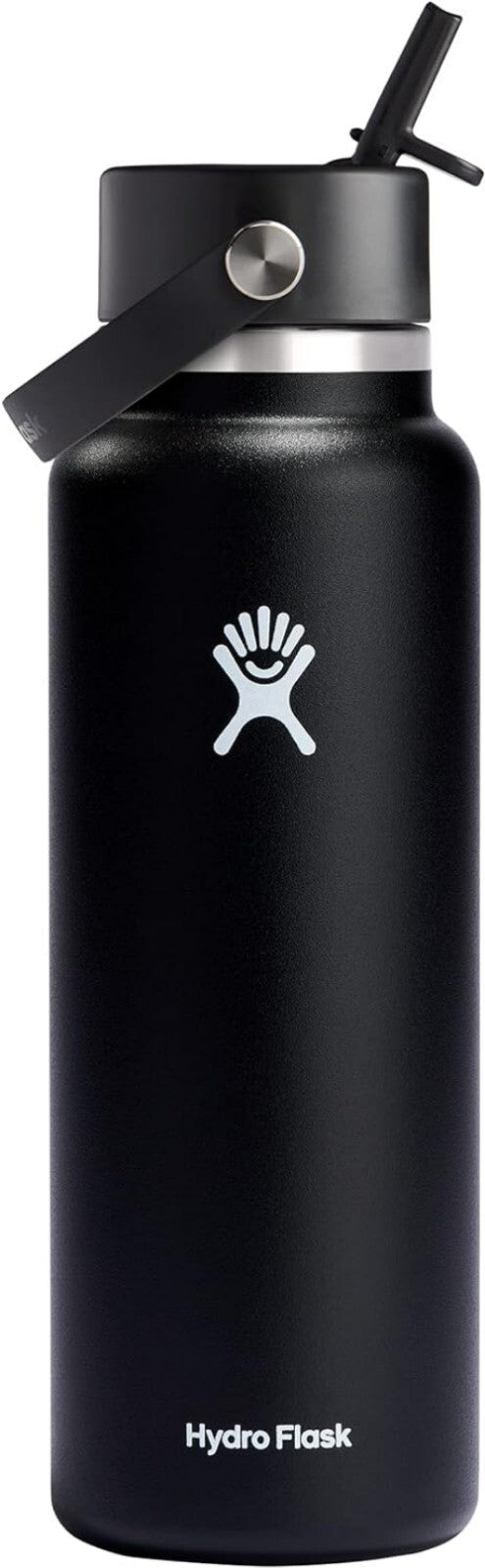 Durable Stainless Steel Wide Mouth Water Bottle with Leakproof Lid - Black