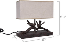 Load image into Gallery viewer, Elegant Rustic Bird Table Lamp with Antique Bronze Finish &amp; White Shade