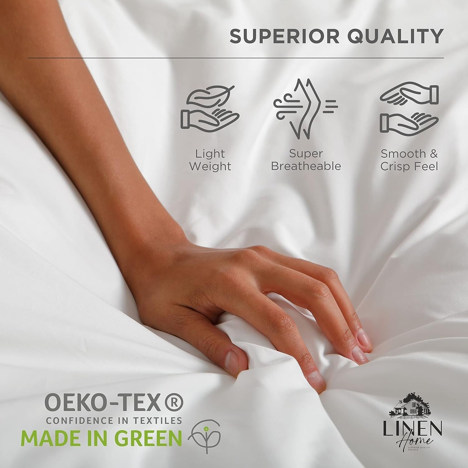 Crisp and Cool Full Size 100% Cotton Percale Sheets, Deep Pocket - 4 Piece Set