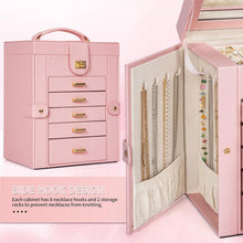 Load image into Gallery viewer, 5-Drawer Jewelry Box with Large Mirror – Chic and Functional Organizer for Women