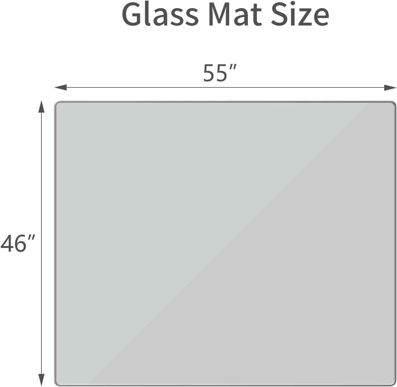 Rounded Edge 46" x 55" Tempered Glass Chair Mat - Ultimate Carpet Protection