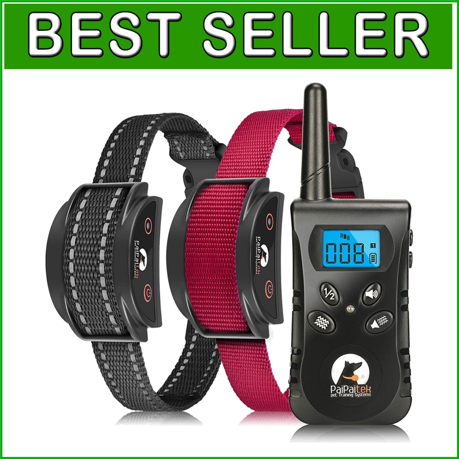 Lightweight Waterproof Dog Collar with 10 Vibration Levels for 2 Dogs Training