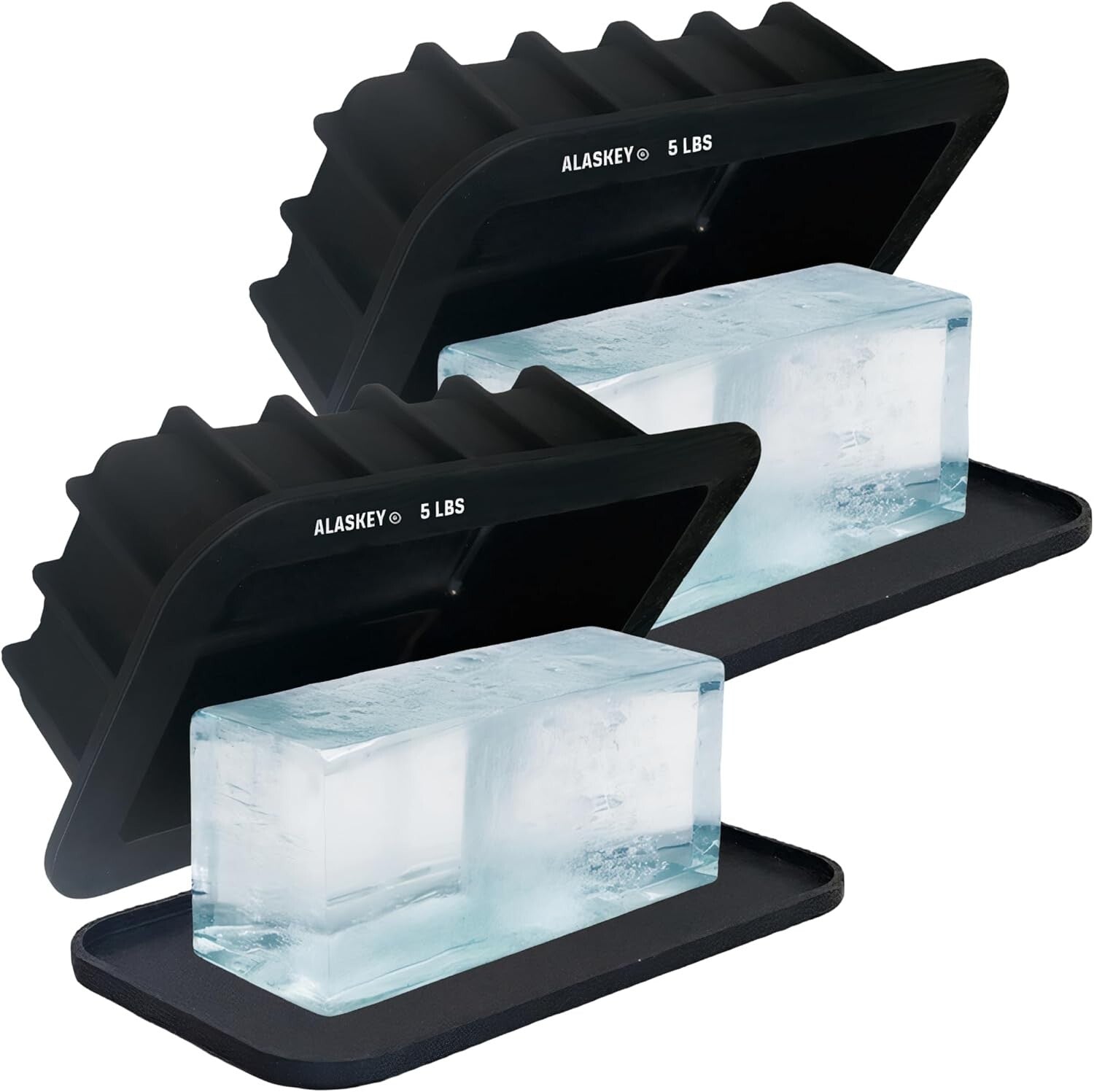 2-Pack Extra Large Ice Block Mold with Lid - 5 lbs Silicone Tray for Coolers