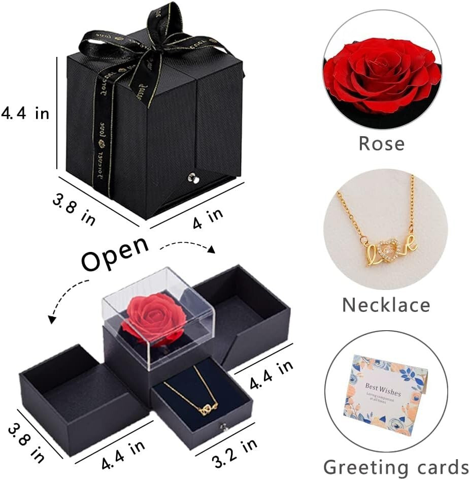 Artificial Purple Roses with Gift Box & Necklace - Perfect Mother's Day Gift