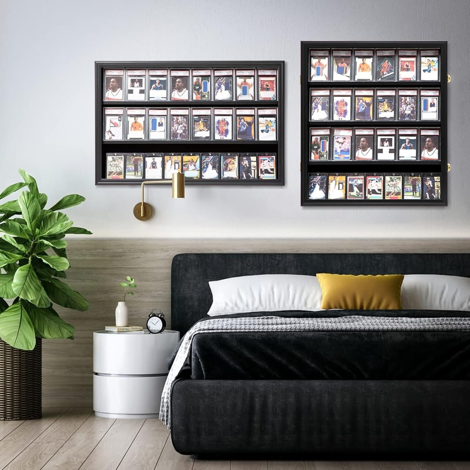 Sturdy Wooden Sports Card Display Case - Lockable with UV Shielding for 24 Cards