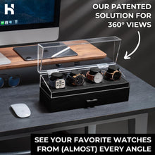 Load image into Gallery viewer, Premium 4-Slot Wooden Watch Display Case with Accessory Drawer – Black or Walnut