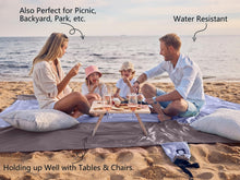Load image into Gallery viewer, Oversized Waterproof Beach Mat with 6 Stakes and Corner Pockets for Stability