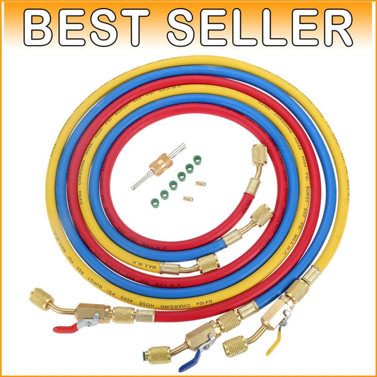 60-Inch Durable R410A Refrigerant Charging Hose Kit with High Pressure Safety