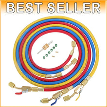 Load image into Gallery viewer, 60-Inch Durable R410A Refrigerant Charging Hose Kit with High Pressure Safety