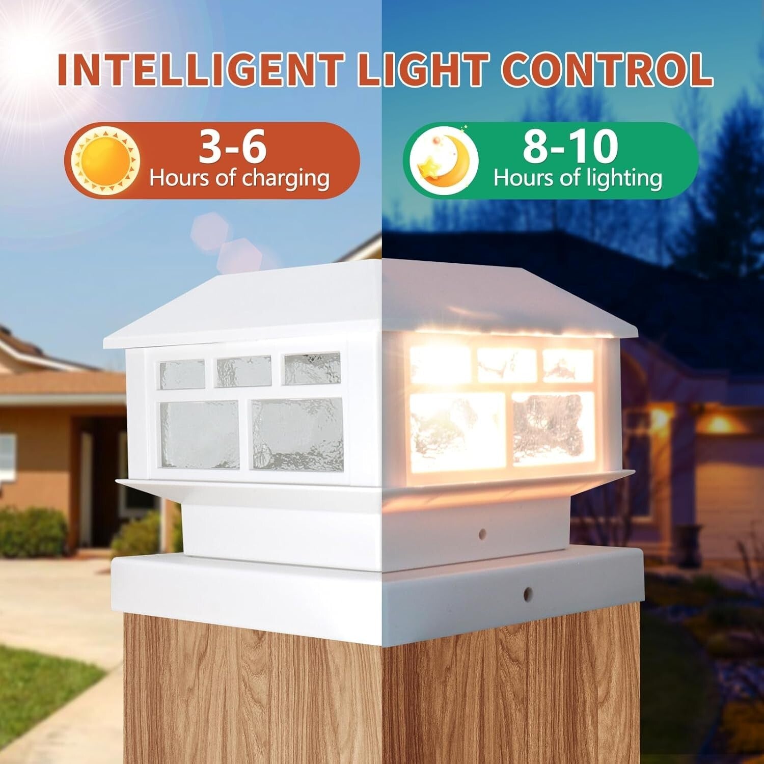 Durable Waterproof Solar Post Lights - 8 Pack with Warm & White Light Options