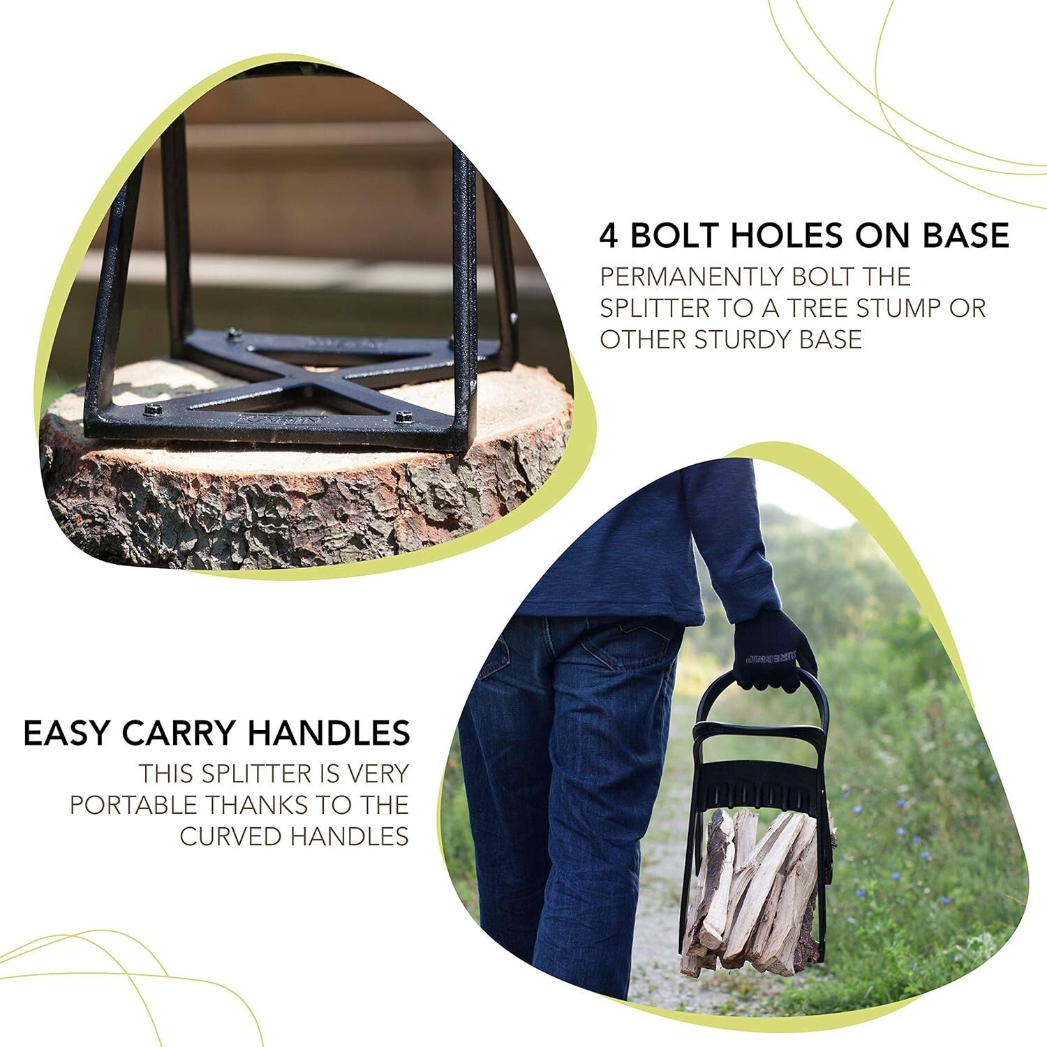 Kindle Quick Log Splitter: Alloy Steel Manual Tool for Safe Firewood Splitting