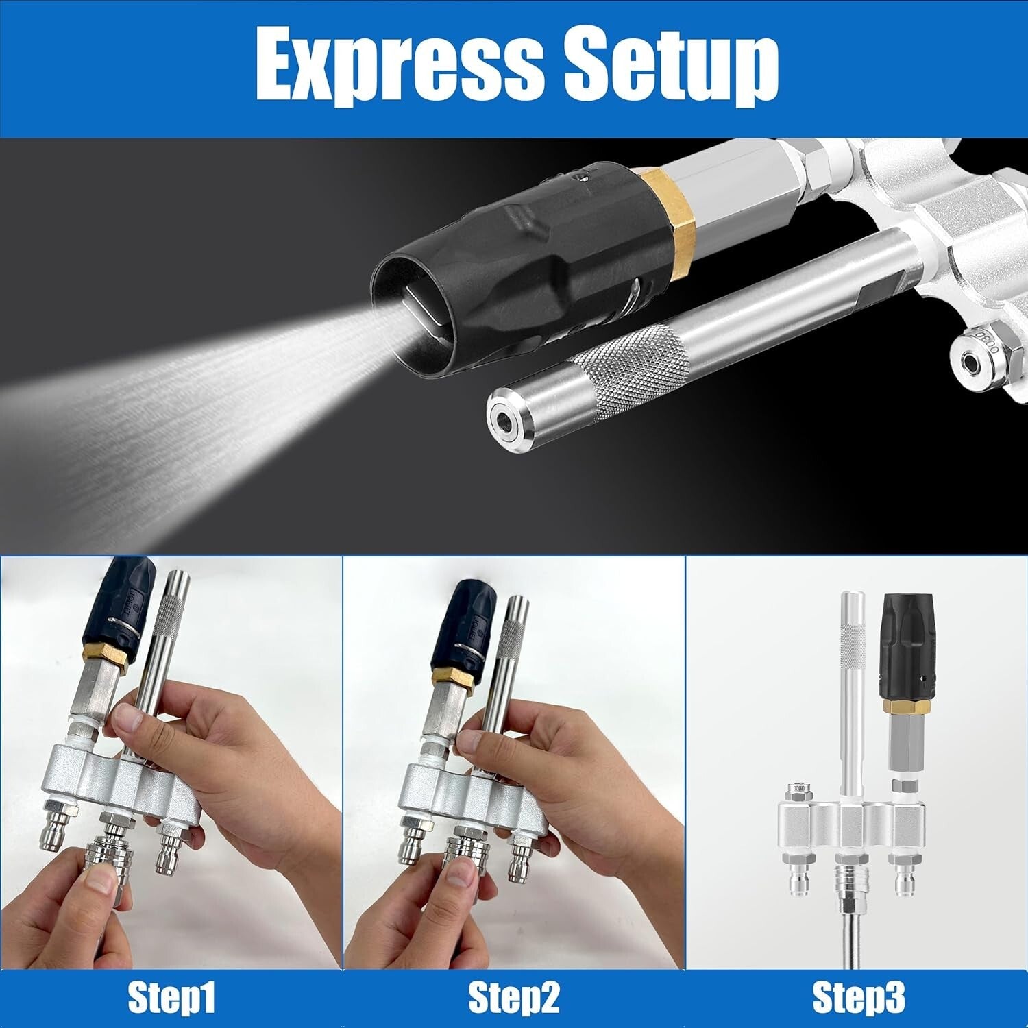Stainless Steel M5 Twist Nozzle with Shooter Tip - Efficient Pressure Cleaning