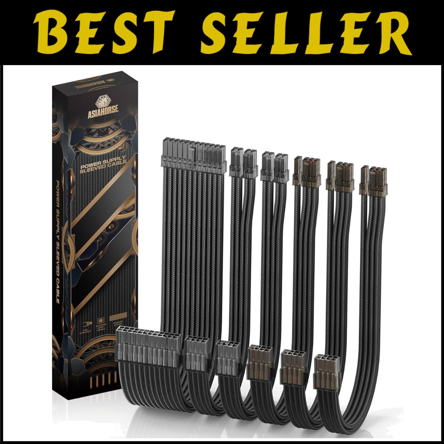 Gold-Plated PSU Extension Kit - Durable 16AWG Cables for High-Performance GPUs