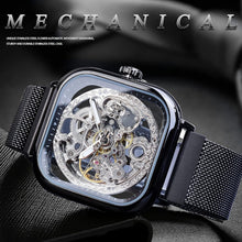 Load image into Gallery viewer, Elegant Men's Skeleton Wristwatch with Flower Movement Carving &amp; Stainless Steel