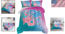 Load image into Gallery viewer, Kawaii Axolotl Queen Bedding Set - Adorable Microfiber Comforter &amp; Pillowcases