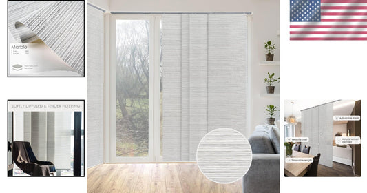 Cordless Vertical Blinds for Patios - 4 Panels, 45.8"-86" Wide, Light Filtering