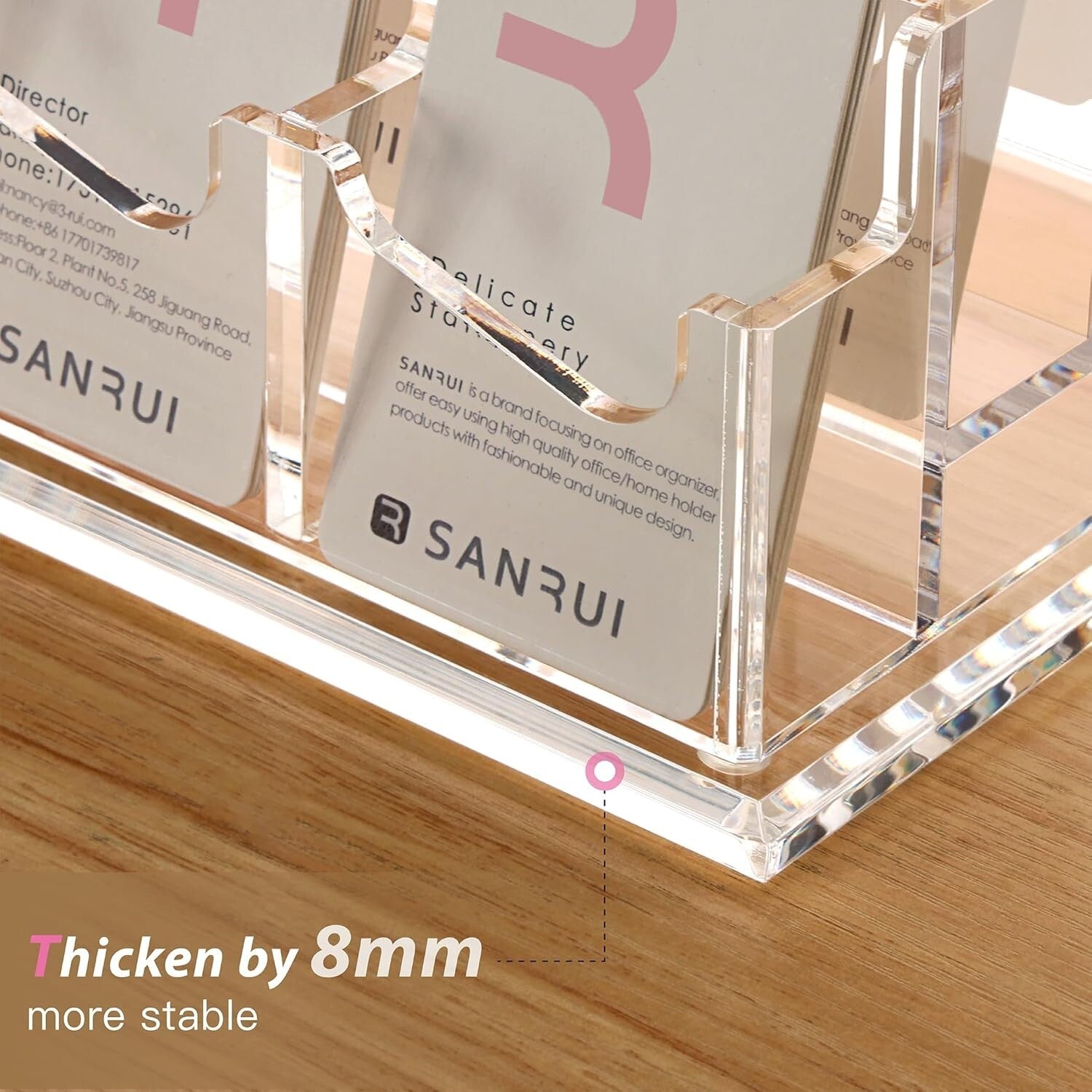 Acrylic Business Card Holder - 16 Slots Clear Desk Organizer for Professionals