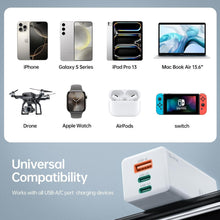 Load image into Gallery viewer, Portable 65W Charger with Short Circuit Protection - 3 Ports for Every Device