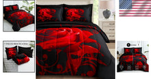 Load image into Gallery viewer, Lightweight Microfiber 7-Piece Red Floral Comforter Set - Perfect for Bedrooms