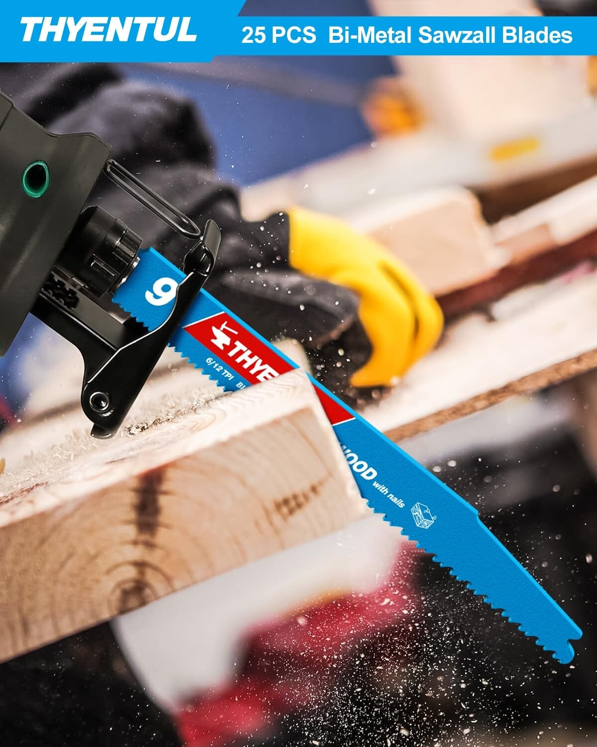 Durable 9-Inch 6/12 TPI Bi-Metal Reciprocating Saw Blades for Heavy-Duty Cutting