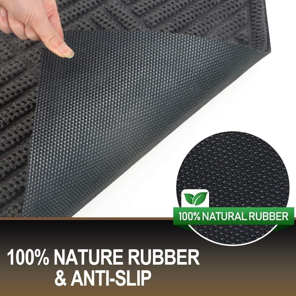 Durable Machine Washable Front Door Mat - Non-Slip Outdoor/Indoor Rug, 35.5"x24"