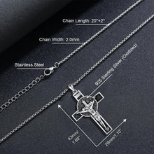 Load image into Gallery viewer, 925 Sterling Silver St. Benedict Crucifix Necklace - Meaningful Catholic Gift