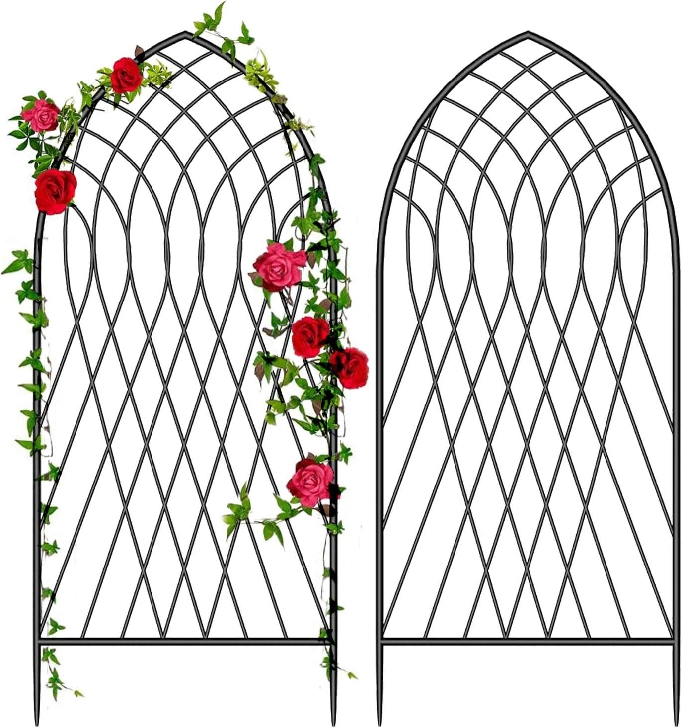 2 Pack Large 75" x 31" Heavy-Duty Metal Garden Trellis for Climbing Plants