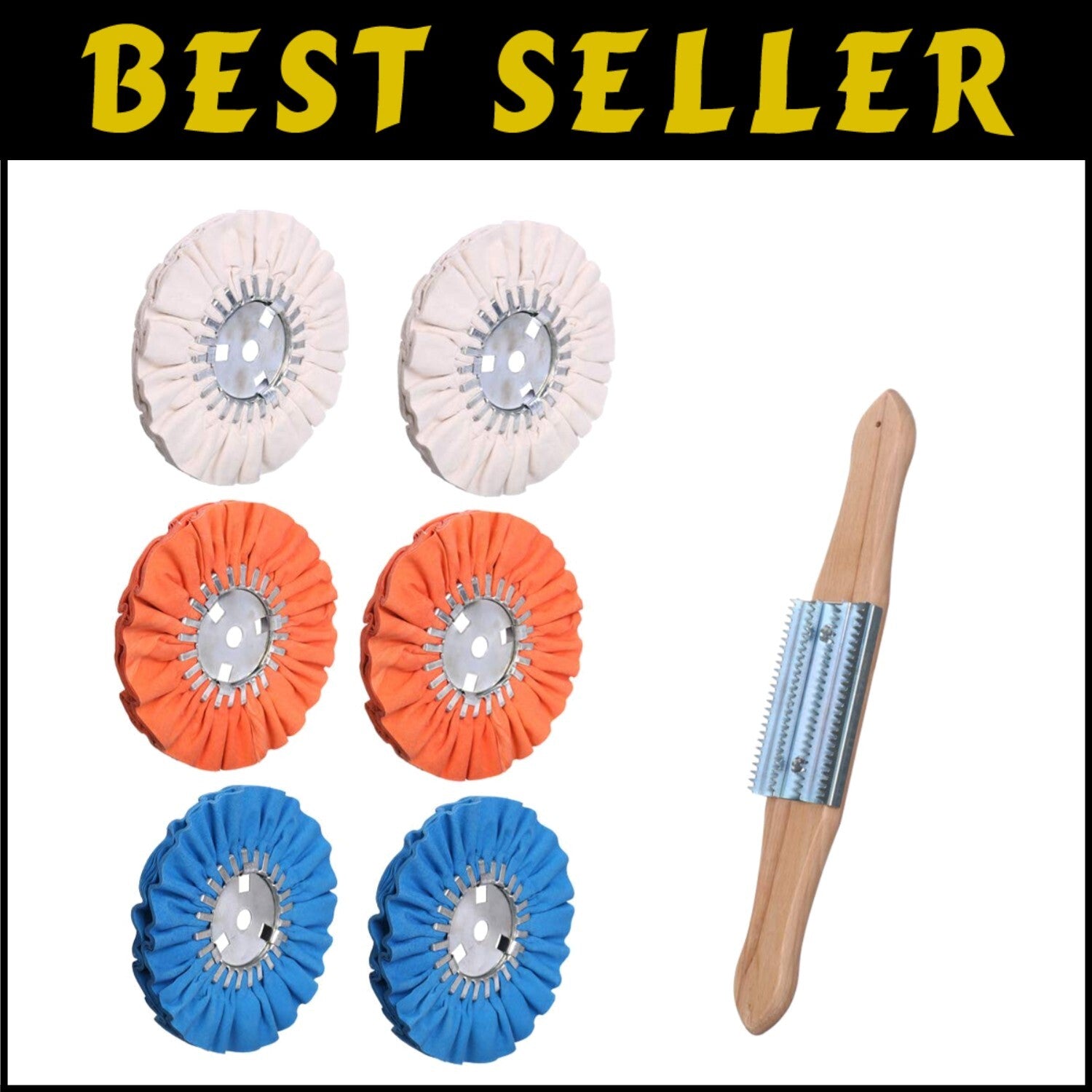 7-Piece Airway Buffing Wheel Kit for Angle Grinder - 8" Diameter Cloth Set