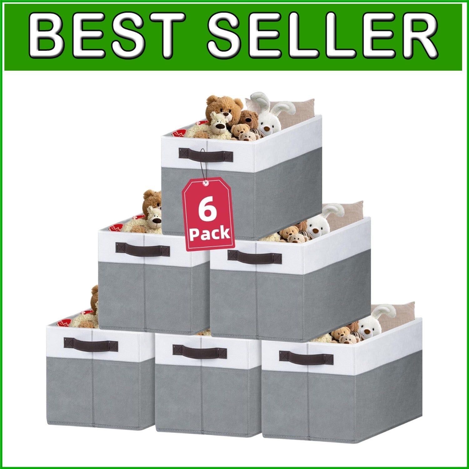 Elegant 6-Pack Extra Large Closet Storage Bins - Perfect for Organized Living