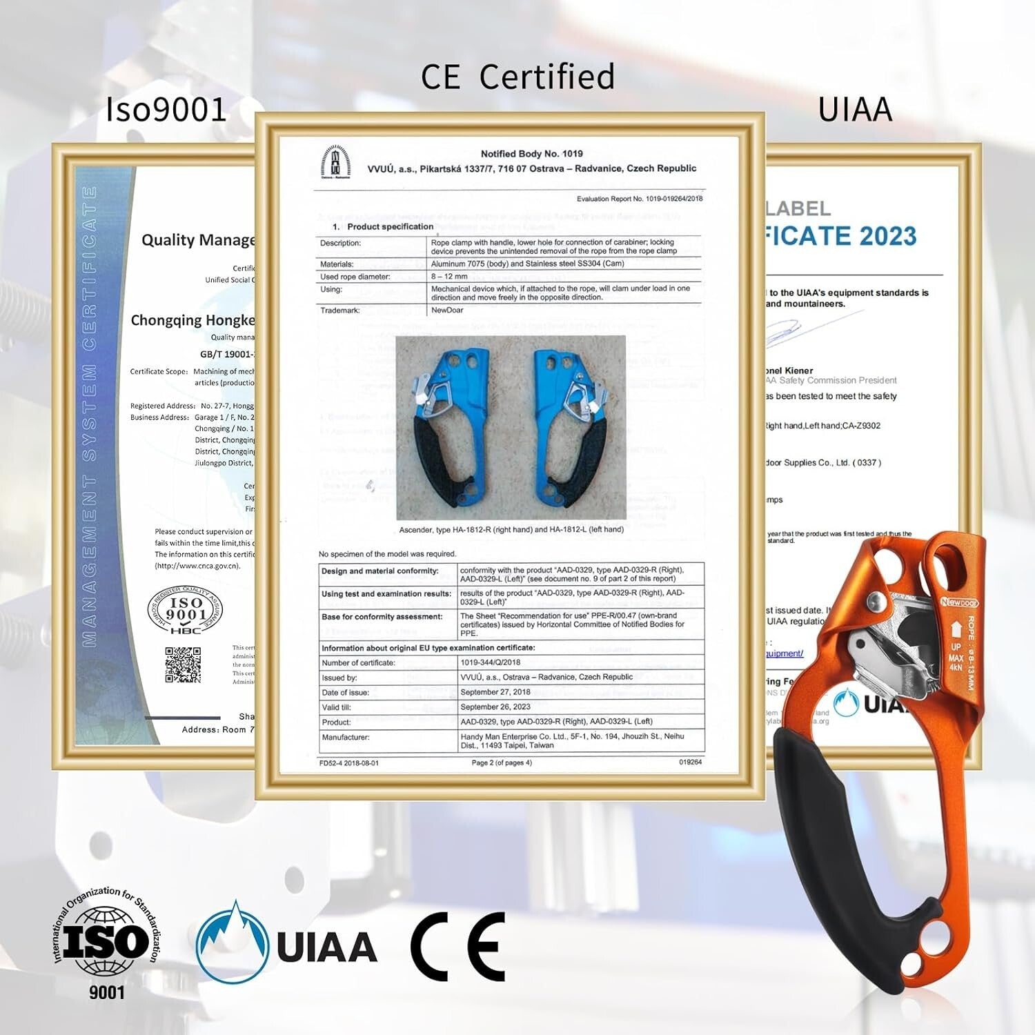 Durable Hand Ascender and Foot Loop Ascender Set - Secure Rope Climbing Aid