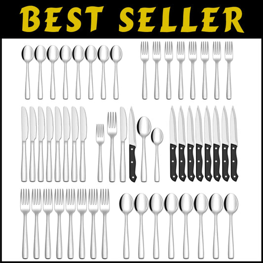 Complete 72-Piece Flatware Set for 12 - Dishwasher Safe & Corrosion Resistant