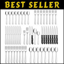 Load image into Gallery viewer, Complete 72-Piece Flatware Set for 12 - Dishwasher Safe &amp; Corrosion Resistant