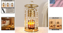 Load image into Gallery viewer, Candle Warmer with Timer &amp; 2 Bulbs - Stylish Gold Crystal Decor for Home