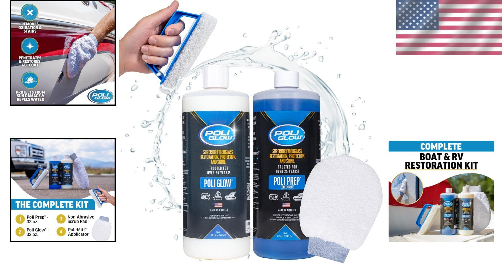 Boat & RV Gel Coat Restoration Kit - Eliminate Oxidation with 32oz Formula