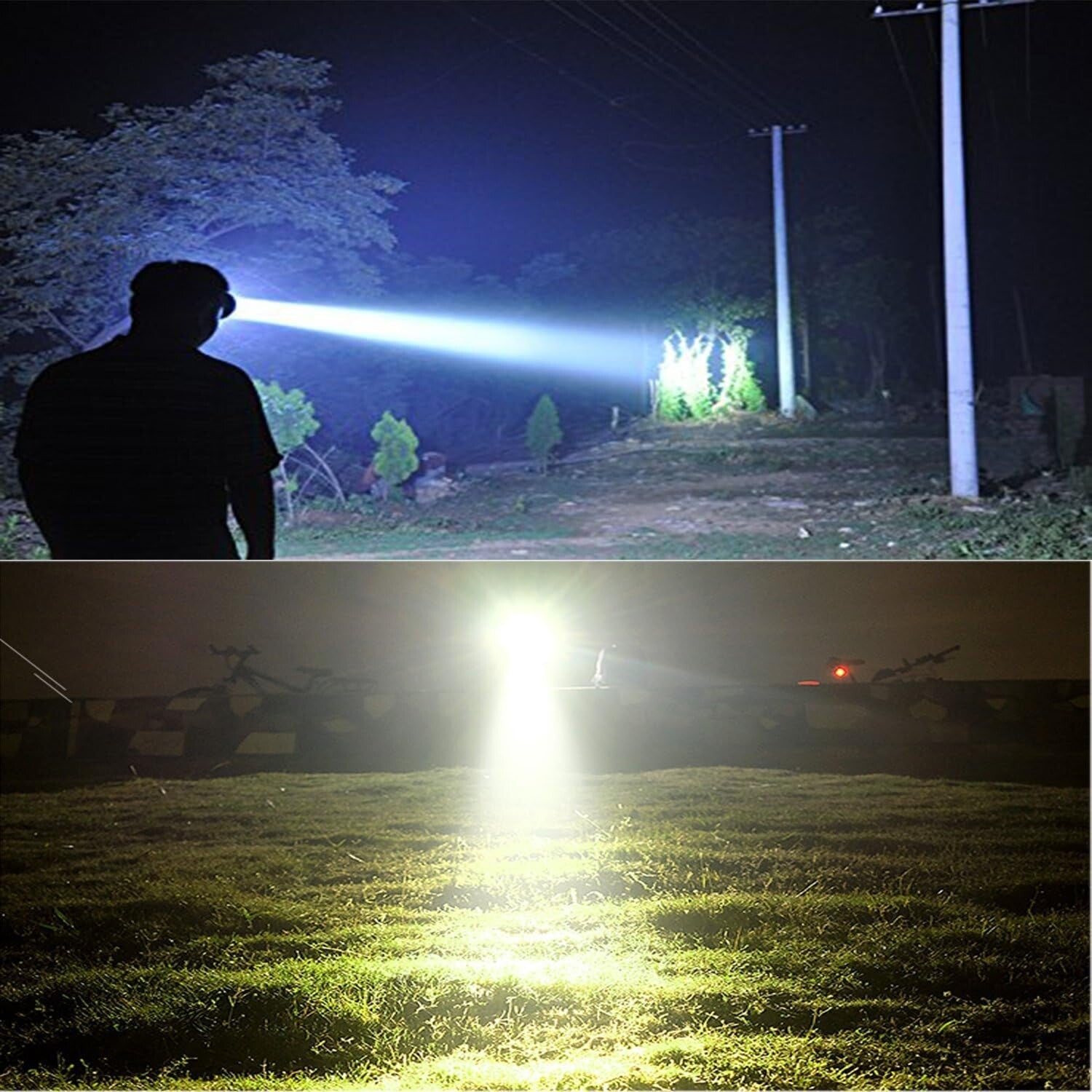 High Power Rechargeable LED Headlamp with Long Range & Adjustable Light Modes