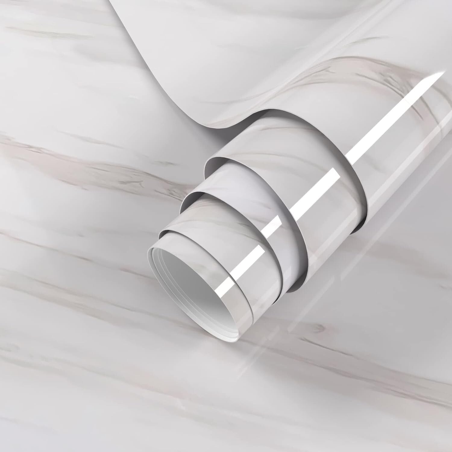 Self-Adhesive White Marble Contact Paper for Countertops & Cabinets - 35"x197"