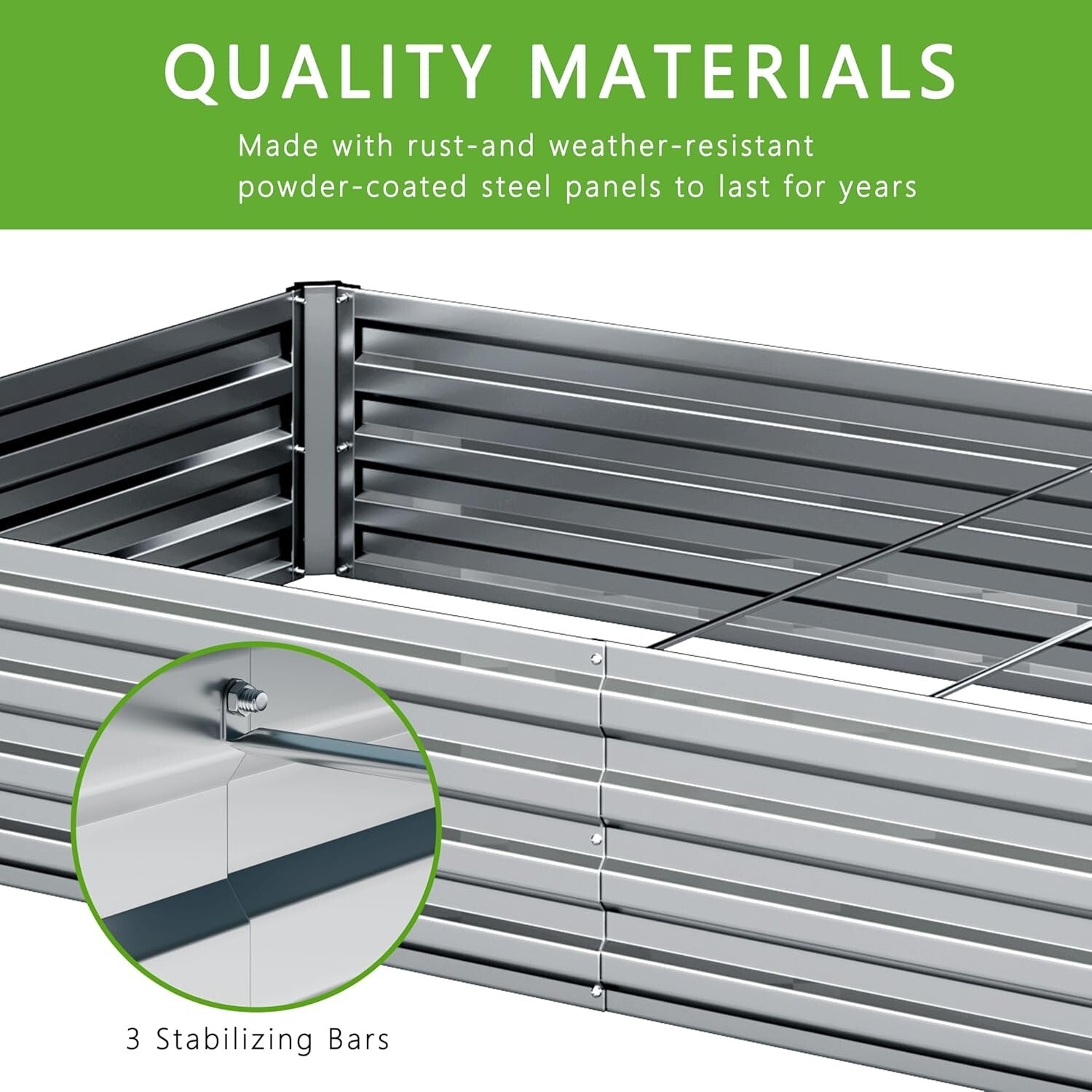 Durable & Safe 2-Piece Raised Garden Bed Kit - 12x4x1FT for Herbs & Fruits