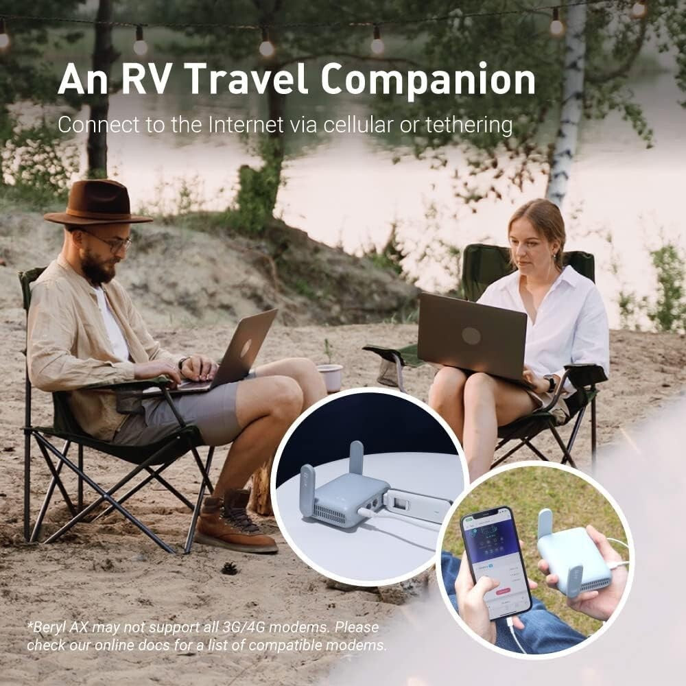 Compact Beryl AX Travel Router with OpenVPN & WireGuard - Perfect for Travelers