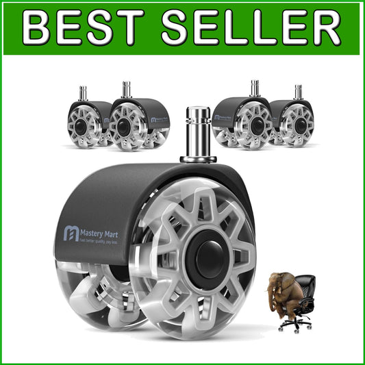 Premium Office Chair Caster Wheels - 5 Pack, 2.5 Inch, Quiet Glide Technology