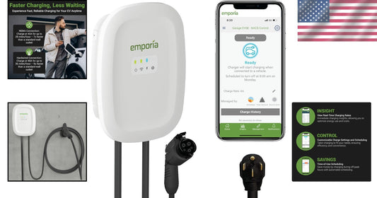 Watertight NEMA 14-50 EV Charger - 240V, 48A Output, Quick Charge Up to 46 MPH