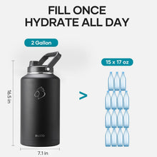 Load image into Gallery viewer, Black 2 Gallon Water Bottle - Triple Insulated &amp; Leakproof for Outdoors