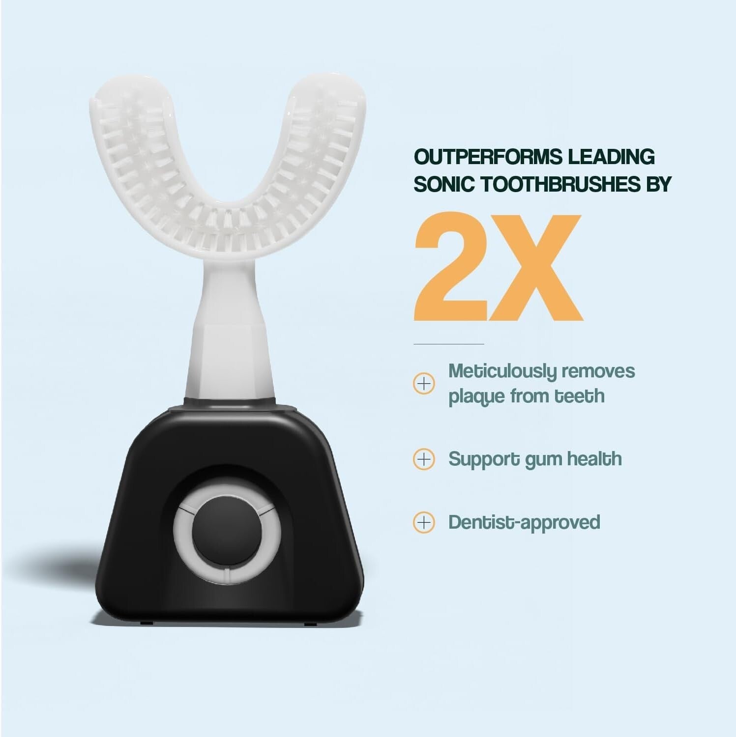 Innovative Y-Shaped Electric Toothbrush with 3 Months Battery Life - Black Adult